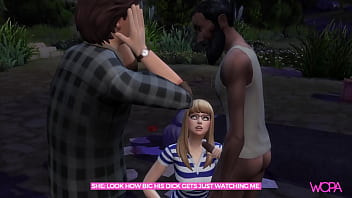Blonde Fucks Homeless Man While Her Boyfriend Watches Helplessly