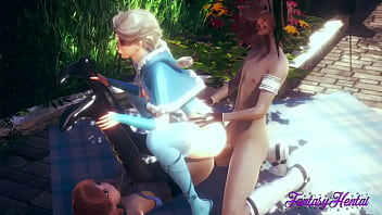 Frozen Hentai – Elsa & Anna Threesome Fuck & Fingering – Anime Porn